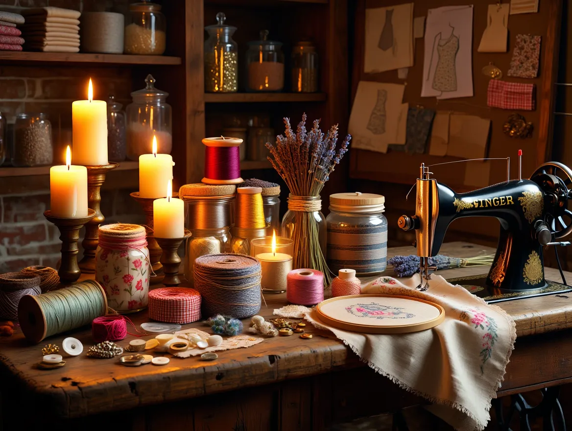 Workshop studio with candles and crafting supplies